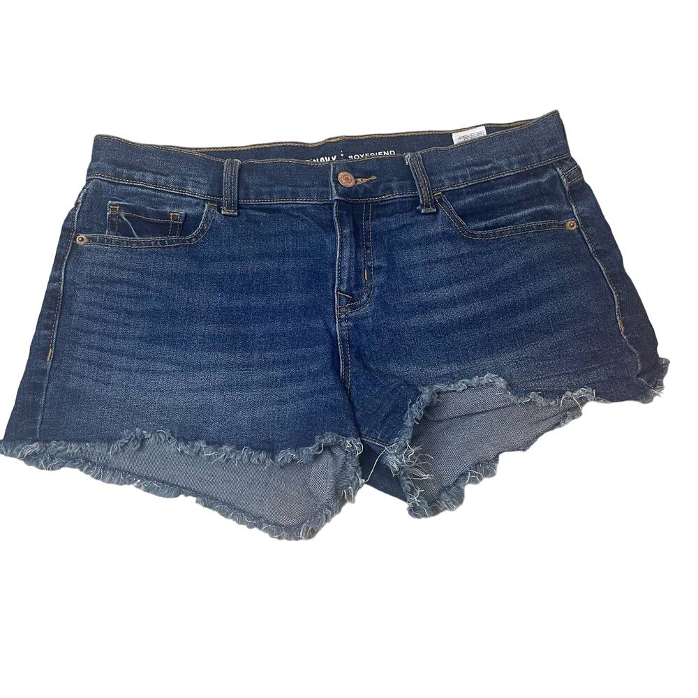 Old Navy Boyfriend Denim Fringe Jean Shorts w/ raw hem 87% cotton